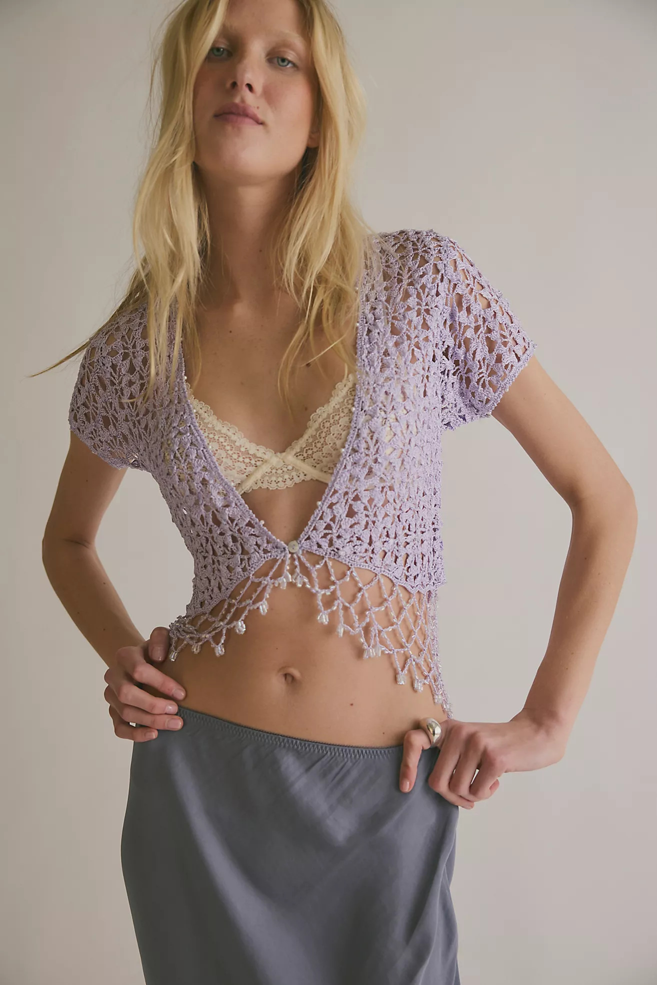 Sea Shimmer Crochet Cardi | Free People (Global - UK&FR Excluded)