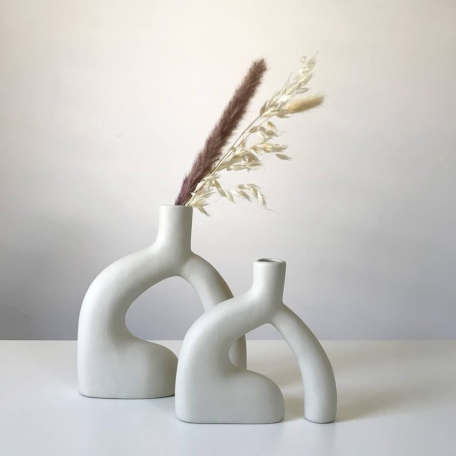 Eastern Rock Ceramic Vases Set of 2, Modern Minimalist Abstraction Vase The Vase of Body Language... | Amazon (US)