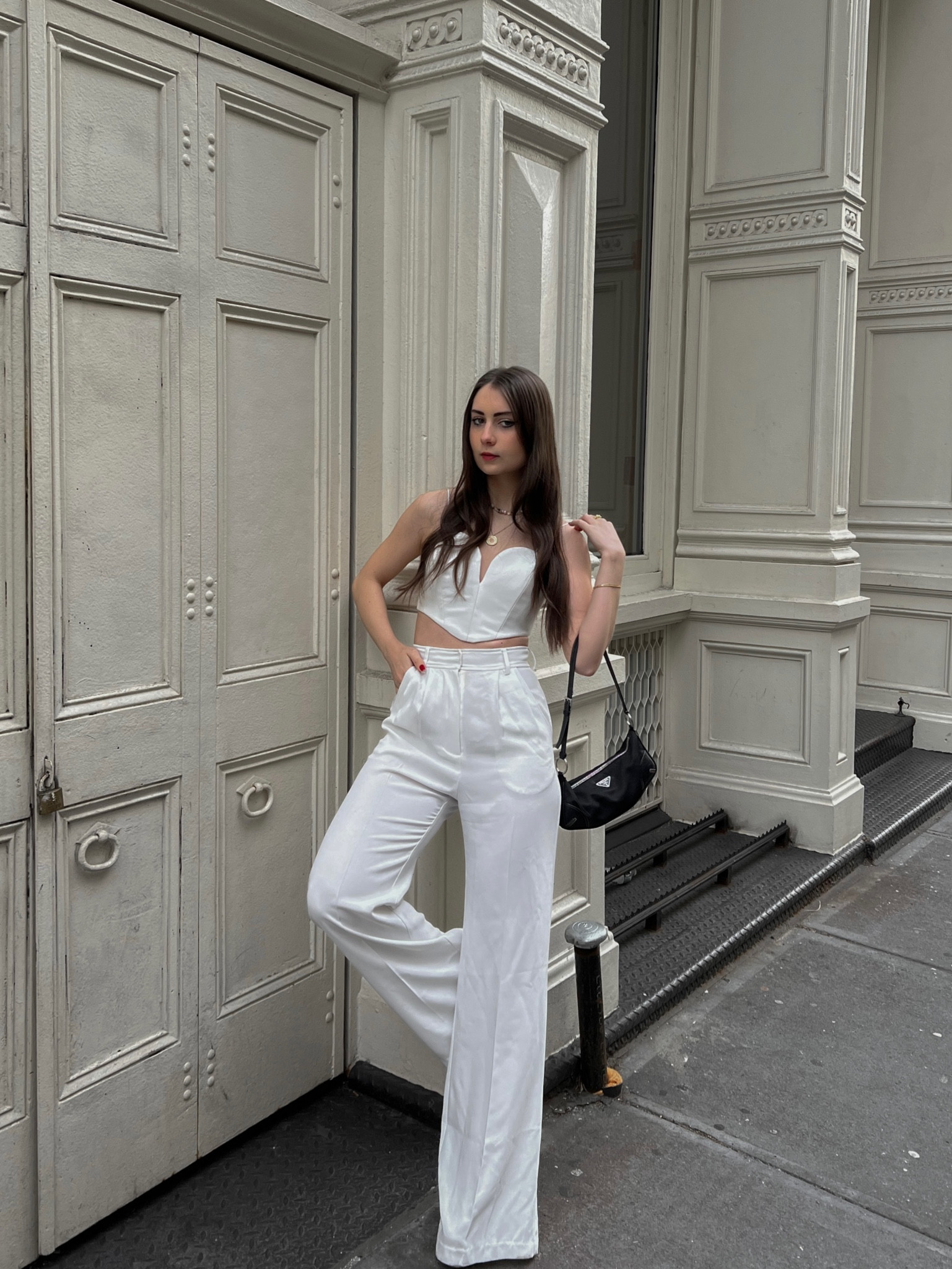 Evening event outfit inspiration 
Dressy outfit, monochromatic white outfit inspo, styling trousers, styling corset tops, classy streetwear, nyc street style, Sofia Richie fashion, occasion wear , workwear 

#LTKFind #LTKwedding #LTKworkwear