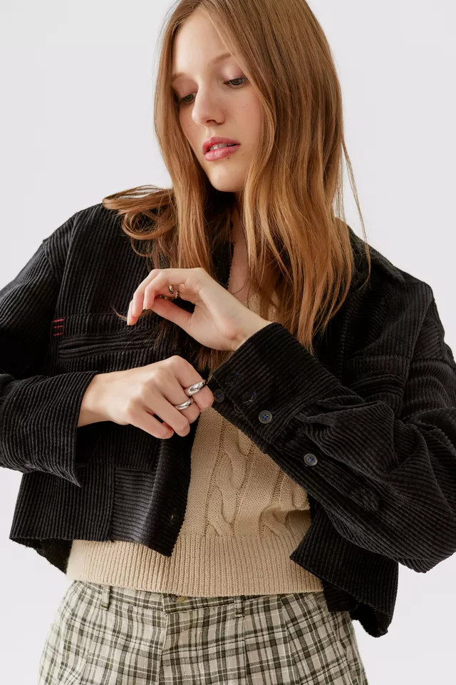 BDG Rodney Corduroy Cropped Button-Down Shirt | Urban Outfitters (US and RoW)