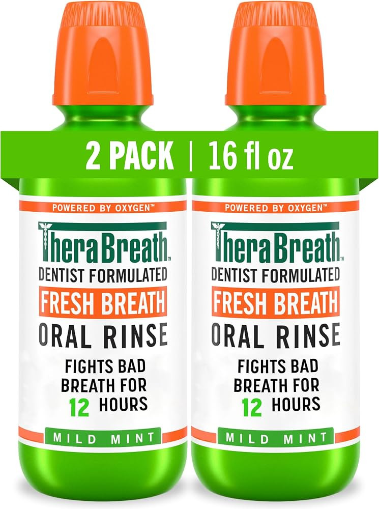 TheraBreath Fresh Breath Mouthwash, Mild Mint Flavor, Alcohol-Free, 16 Fl Oz (2-Pack) | Amazon (US)