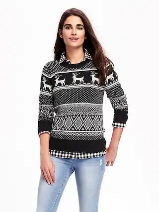 Old Navy Reindeer Graphic Sweater For Women Size L - Blackjack | Old Navy US