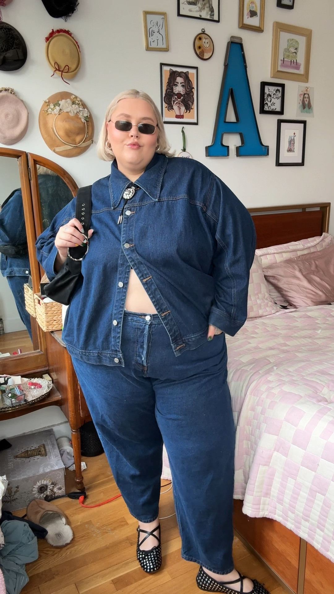 Double denim is the IT girl for fall. She’s chic, but western, but edgy?! These Wray denim pants just restocked on their site, but the jacket is unfortunately out of stock! But I’m linking a few other options for y’all! 

Wearing:
Wray Denim Pants in size 26
Wray Denim Jacket in size 
Zuri Flat in size 12

#LTKPlusSize