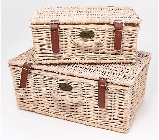 Cozy Cottage by Liz Marie Set of 2 Nested Willow Trunk Storage Baskets - QVC.com | QVC