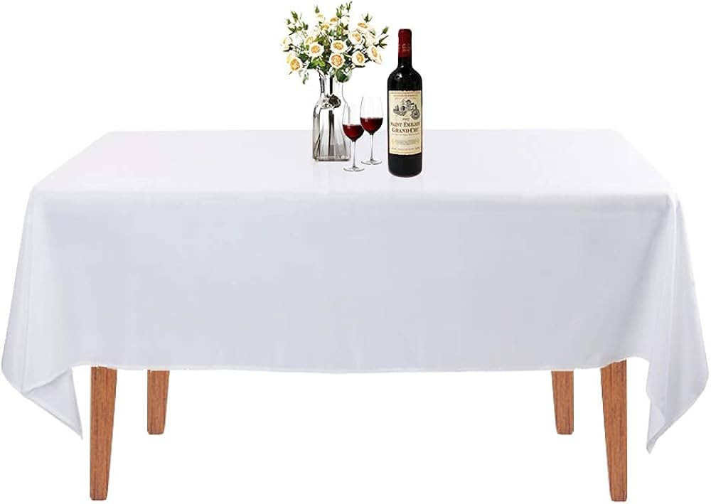 Waysle Rectangle Tablecloth - 60 x 84 Inch - White Rectangular Table Cloth for 5 Foot Table in Wa... | Amazon (US)
