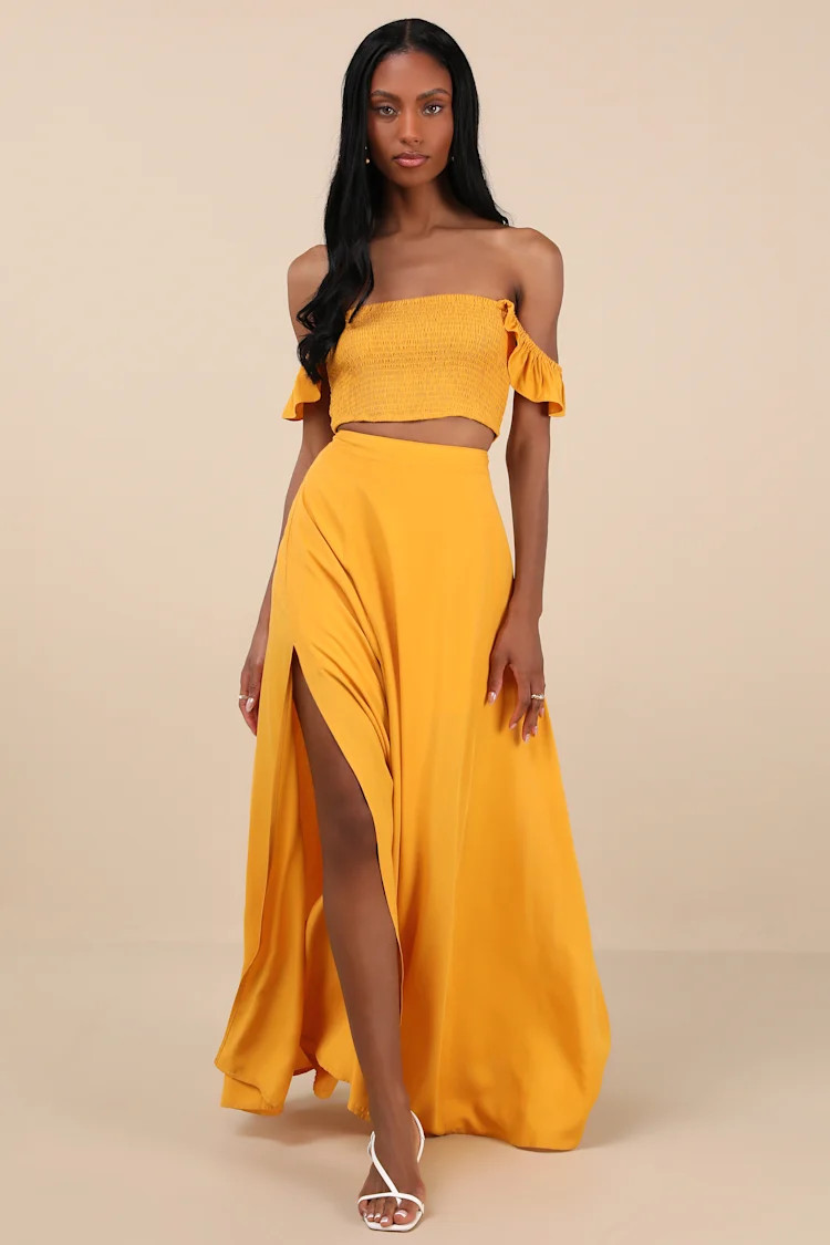Trancoso Golden Yellow Two-Piece Maxi Dress | Lulus