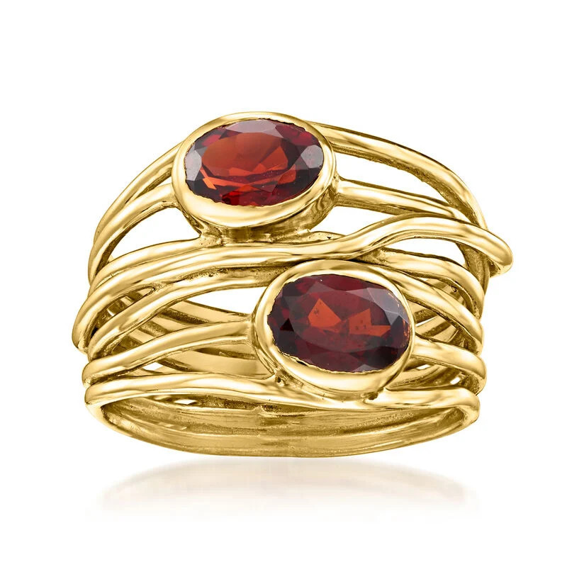 1.60 ct. t.w. Garnet Highway Ring in 18kt Gold Over Sterling. Size 7 | Ross-Simons