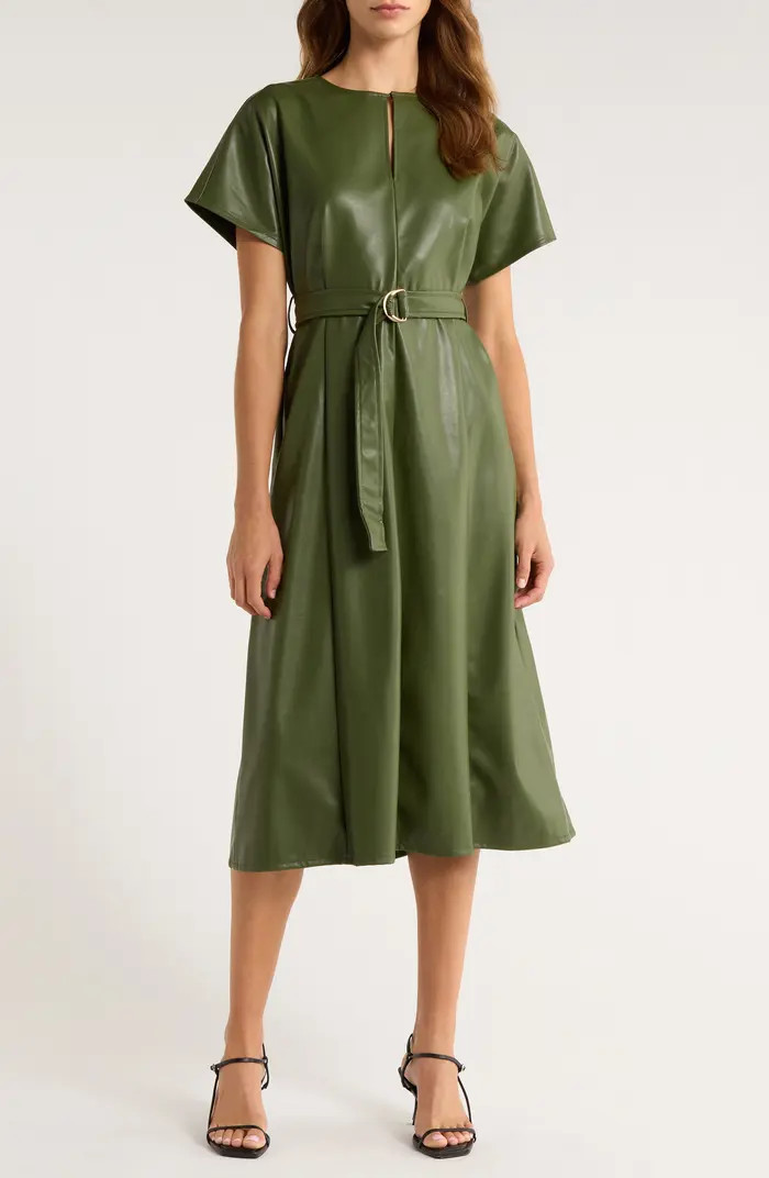 Halogen® Faux Leather Midi Dress | Nordstrom | Nordstrom