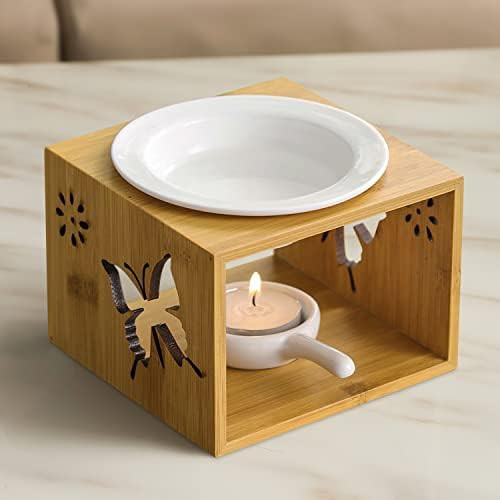 Wax Melt Warmer, Wooden Essential Oil Burner, Scented Wax Melt Burner with Bowl Candle Holder, Ar... | Amazon (US)