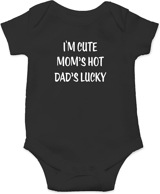 Crazy Bros Tees I'm Cute, Mom's Hot, Dad's Lucky Funny Cute Novelty Infant One-piece Baby Bodysui... | Amazon (US)