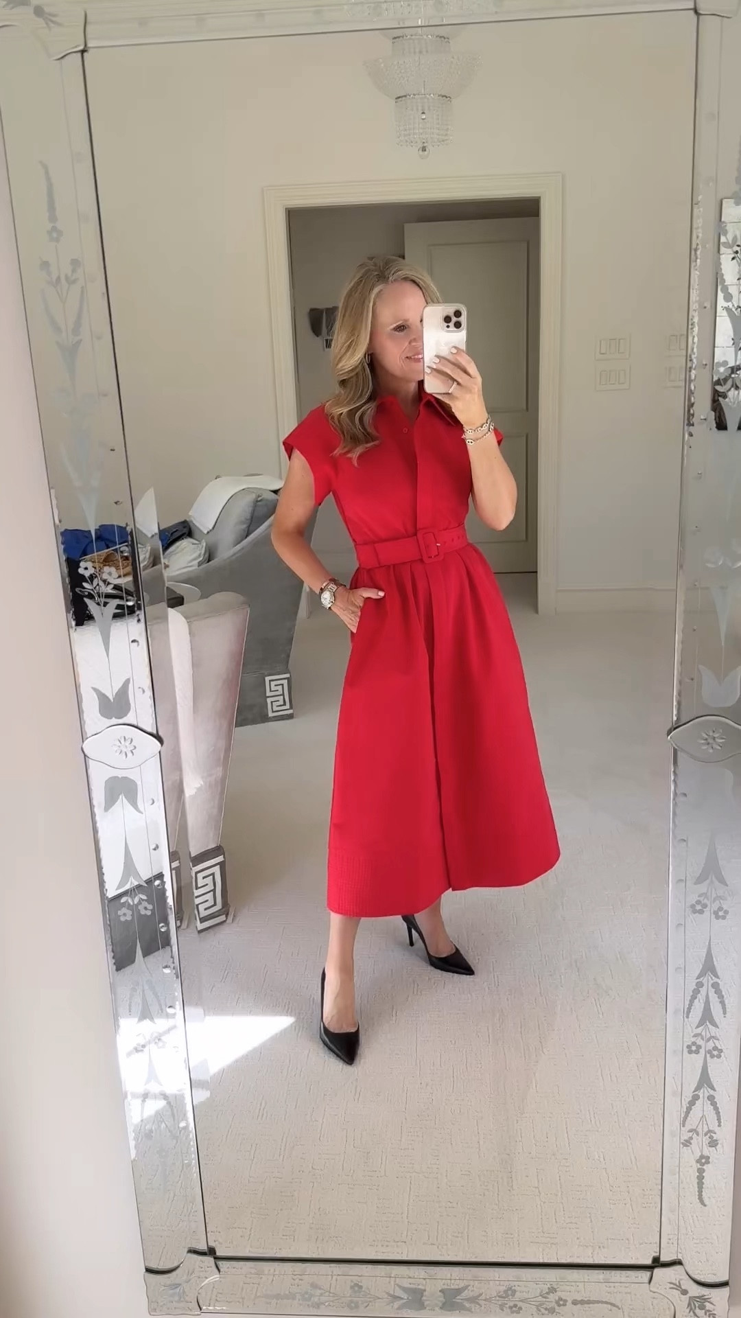 Love this gorgeous red dress with trapunto stitch detailing. It is perfect for the fundraising luncheon. I’m headed to and other special events! This is the Chloe dress from Tucker neck and is available in many colors and prints

Fits true to size



#LTKWatchNow #LTKStyleTip #LTKOver40