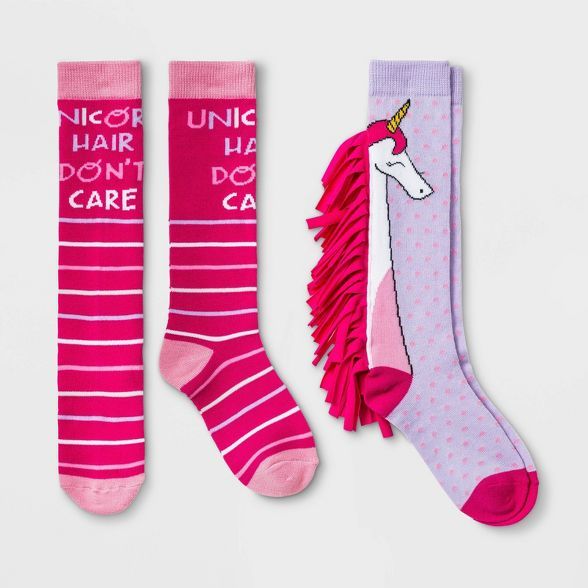 Girls' 2pk Knee High Unicorn Print Socks - Cat & Jack™ | Target