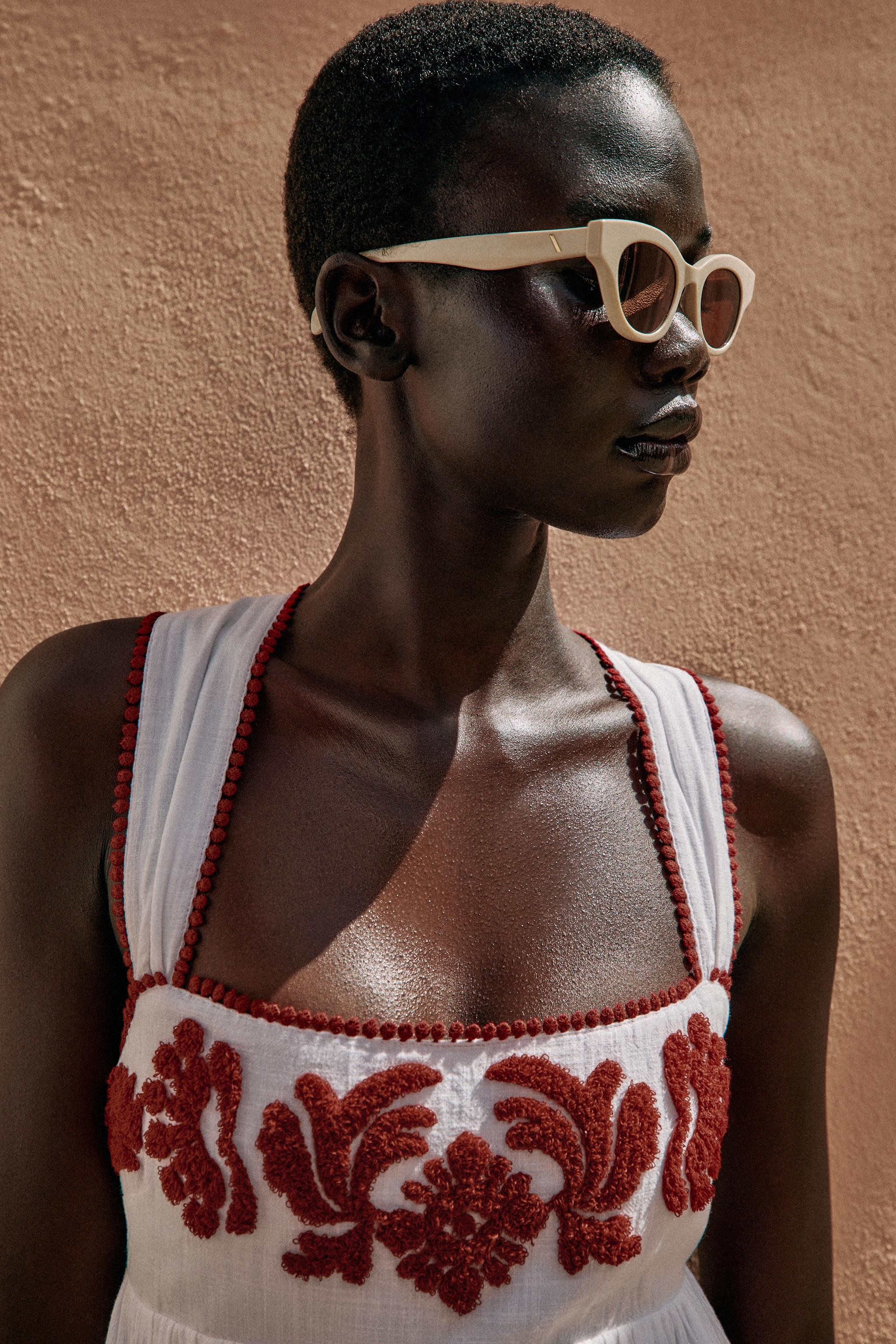 EMBROIDERED TEXTURED MIDI DRESS | Zara US