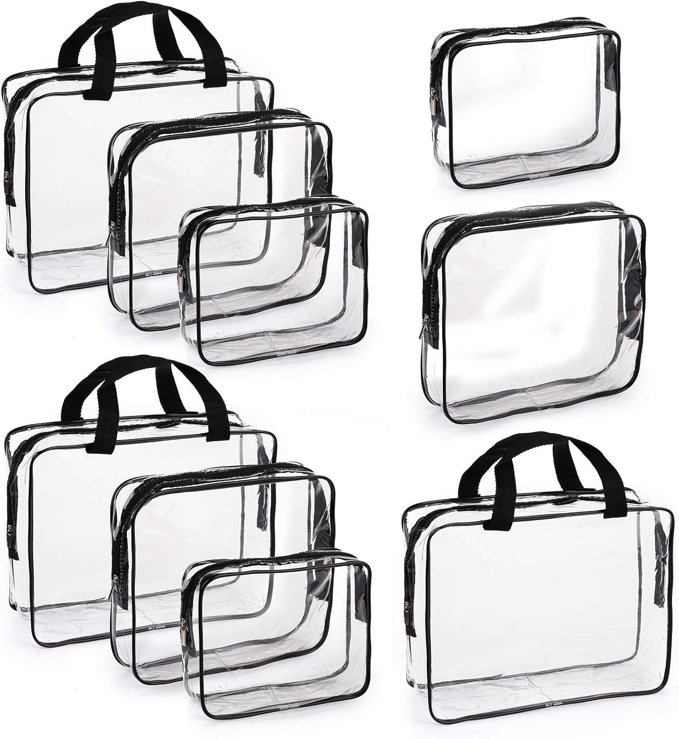 Hedume Set of 9 Clear Makeup Bags, TSA Approved Clear Toiletry Bag Set, Waterproof PVC with Zippe... | Amazon (US)
