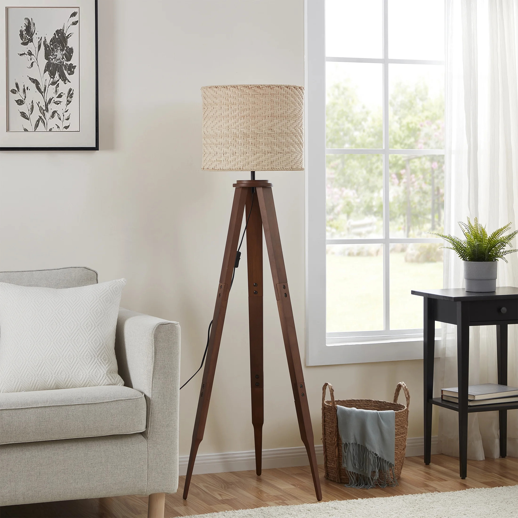 Better Homes & Gardens 60" Wooden Tripod Floor Lamp, Brown - Walmart.com | Walmart (US)