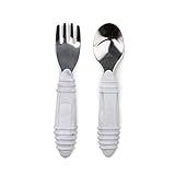 Bumkins Utensils, Silicone and Stainless Steel Baby Fork and Spoon Set, Toddler Silverware, Self Fee | Amazon (US)