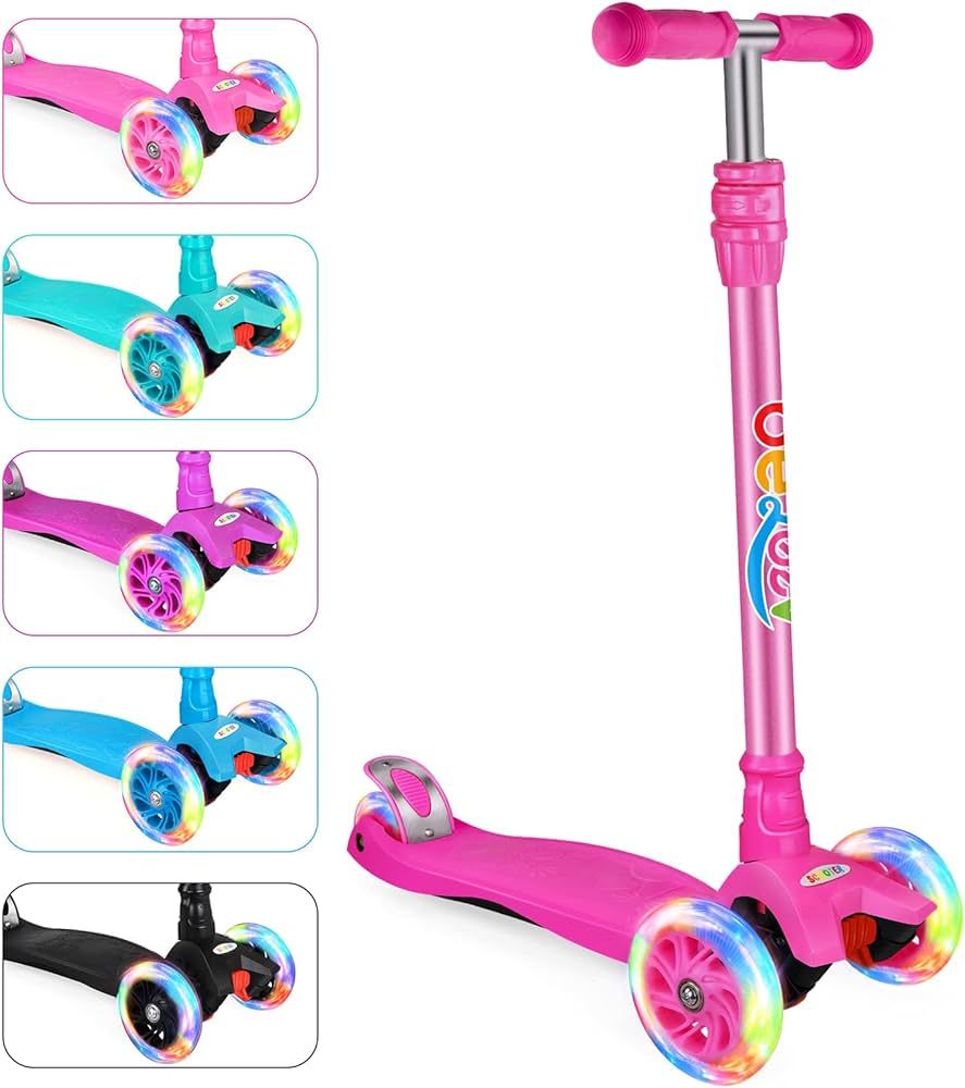 BELEEV A2 Scooters for Kids 3 Wheel Kick Scooter for Toddlers Girls Boys, 4 Adjustable Height, Le... | Amazon (US)