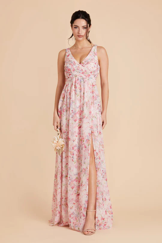 Laurie Empire Dress - Pink Falling Petals | Birdy Grey