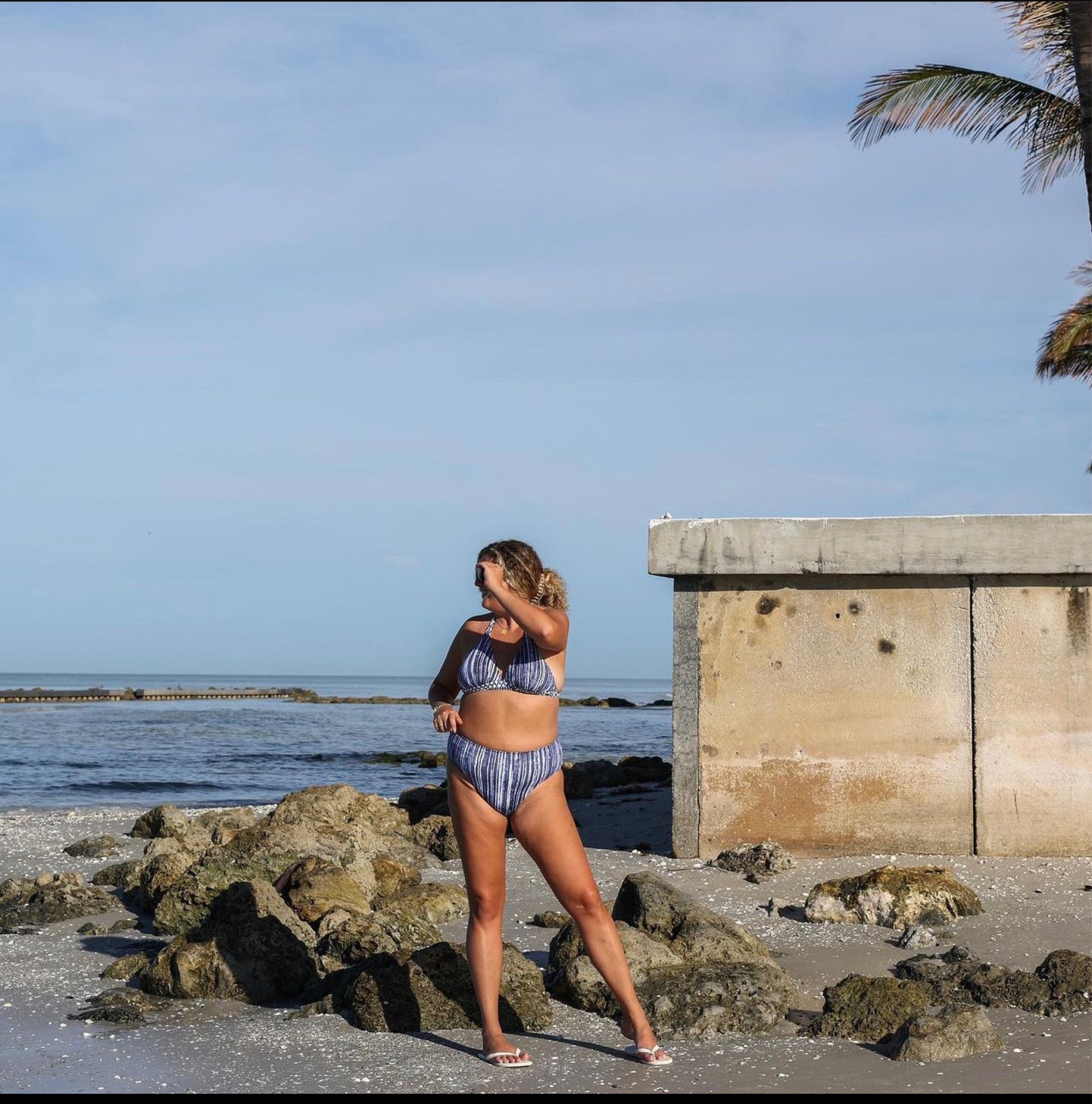 Tommy bahama reversible bikini top and high waisted swim bottoms, swimsuits for summer, summer vacation looks, affordable swim for curvy girls, midsize and plus size friendly swim, mom friendly swim 

#LTKswim #LTKcurves