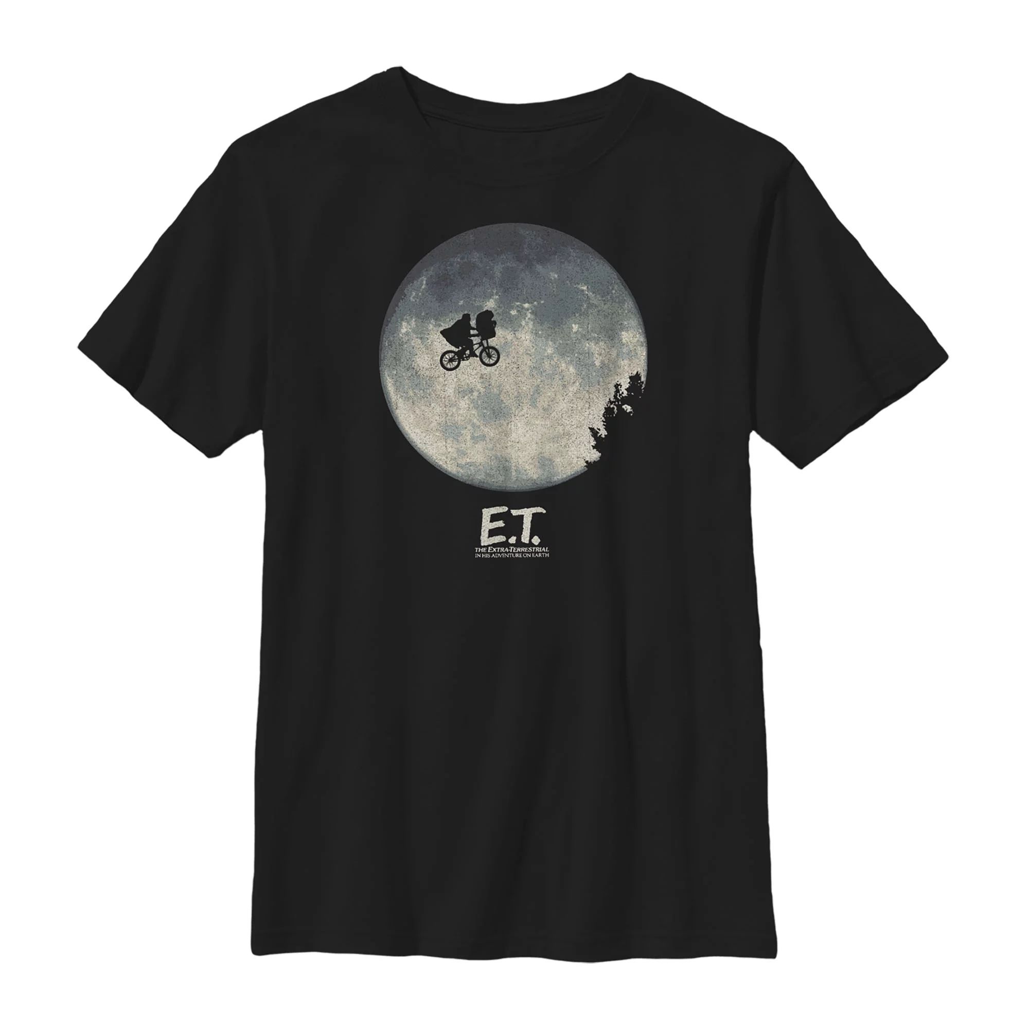 Boy's E.T. the Extra-Terrestrial Over the Moon Ride  Graphic Tee Black Small | Walmart (US)