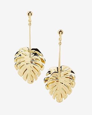 Express Womens Palm Leaf Drop Earrings | Express