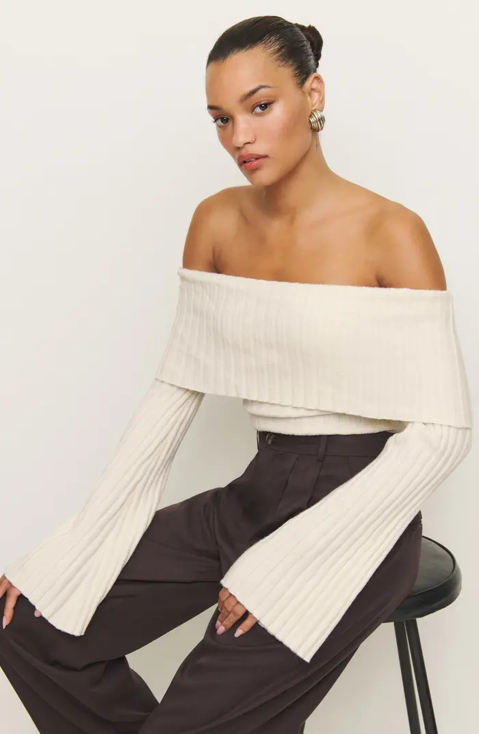 Lana Foldover Off the Shoulder Recycled Cashmere & Wool Blend Sweater | Nordstrom