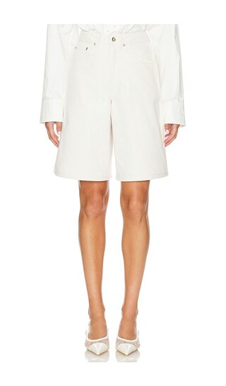 Sheila Hand Crochet Denim Shorts in Ivory | Revolve Clothing (Global)