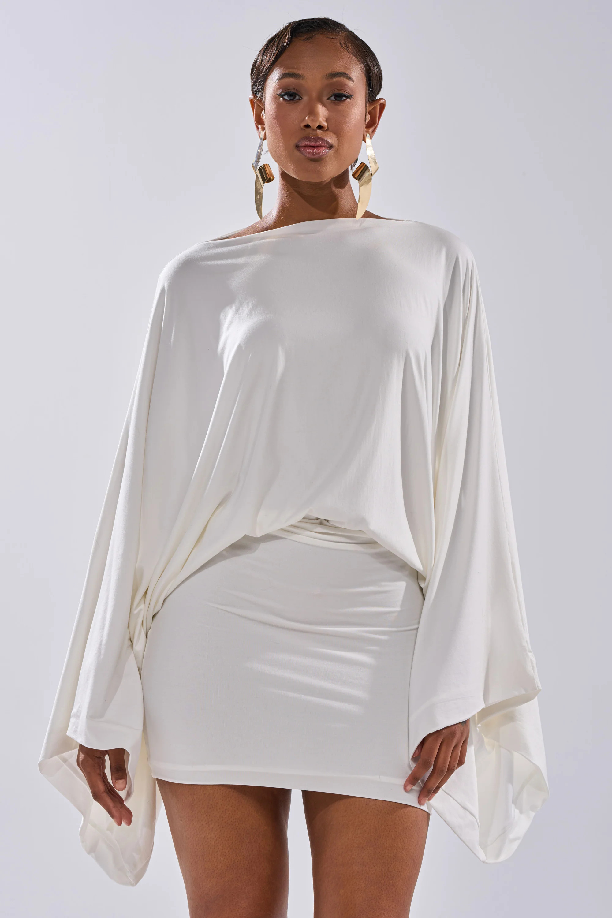 DIANA DRAPED MINI DRESS IN WHITE | AKIRA
