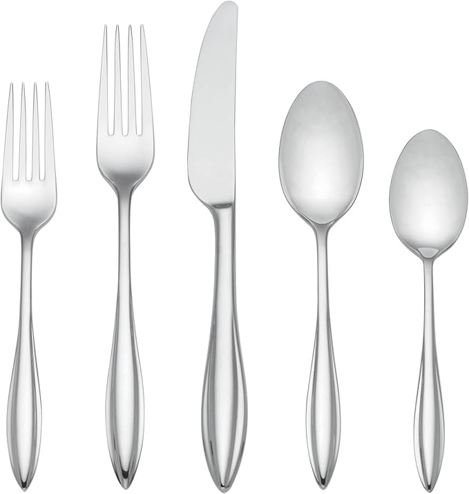Lenox Sculpt 65-Piece Flatware Set, Metallic | Amazon (US)