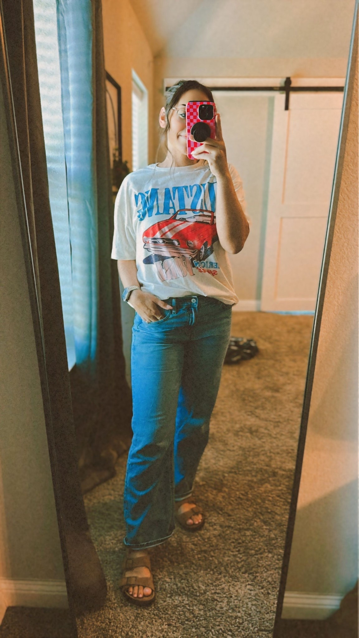 Loving this graphic tee! I paired it with sandals and also with sneakers. The colors are a vibe 🥰

#LTKShoeCrush