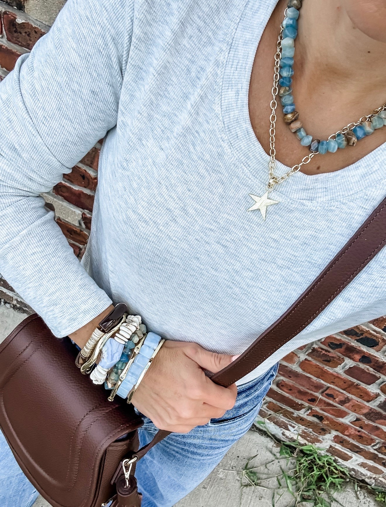 Code HOUSEOFLEO20. My fall jewelry collection is live! Fall jewelry, beaded bracelets, star necklace. Bracelet stack.