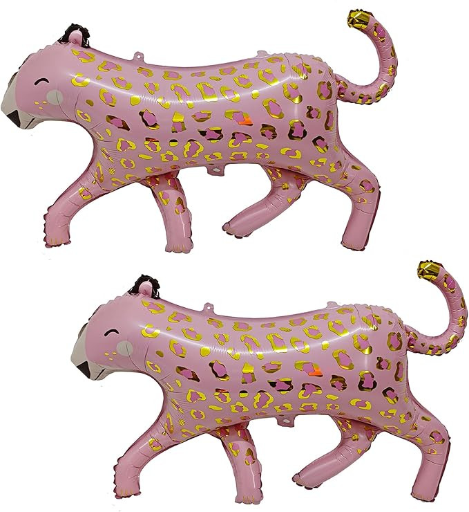 2PCS pink cheetah birthday decorations Leopard Foil Balloons jungle safari animal balloons print ... | Amazon (US)