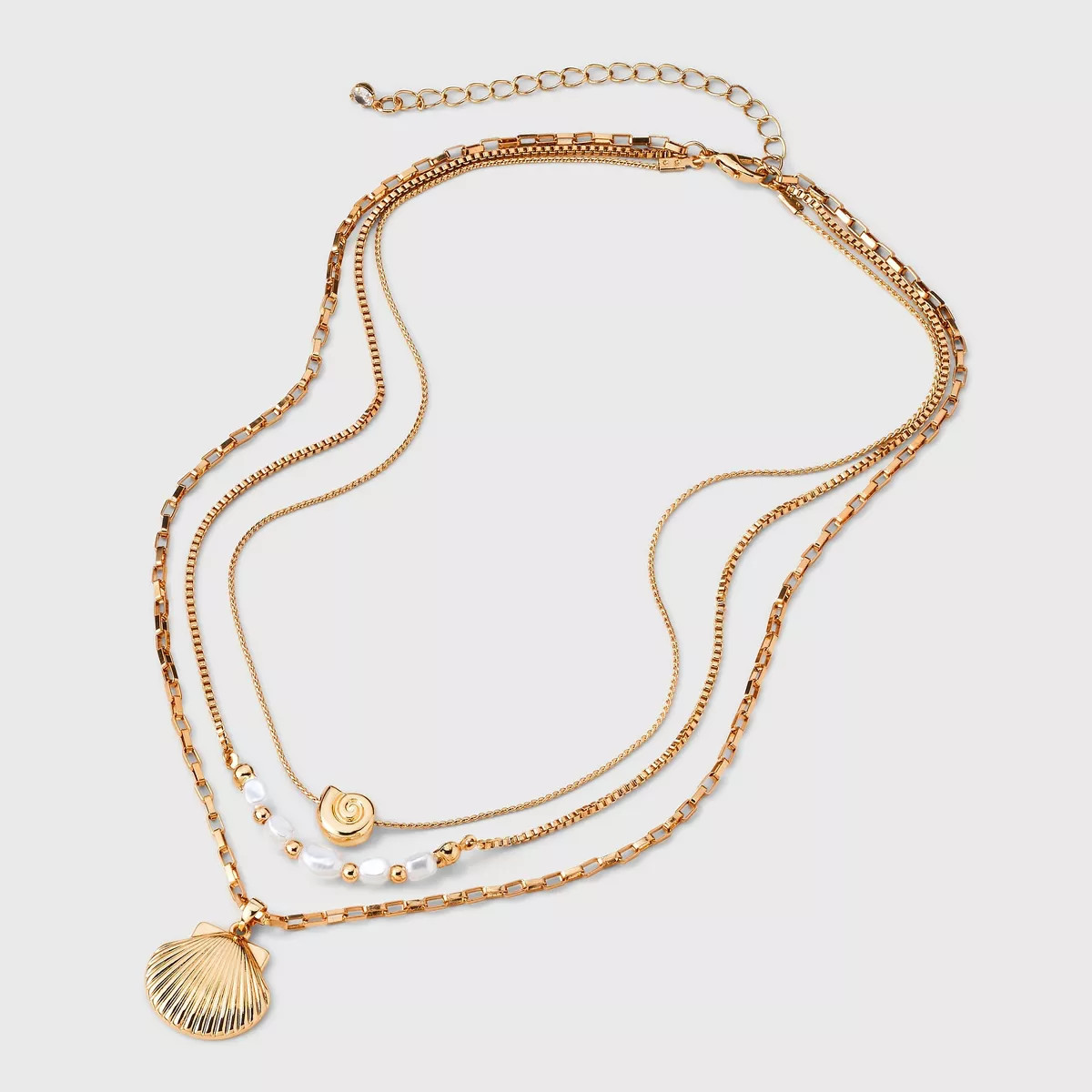Pearl and Shell Drop Multi-Strand Necklace - A New Day™ Gold | Target