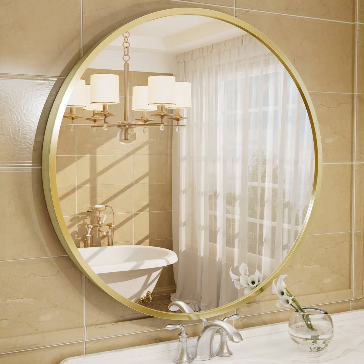 Amara Round High Quality Aluminum Alloy Framed French Cleat Mounted Wall Decor Bathroom Vanity Mi... | Wayfair North America