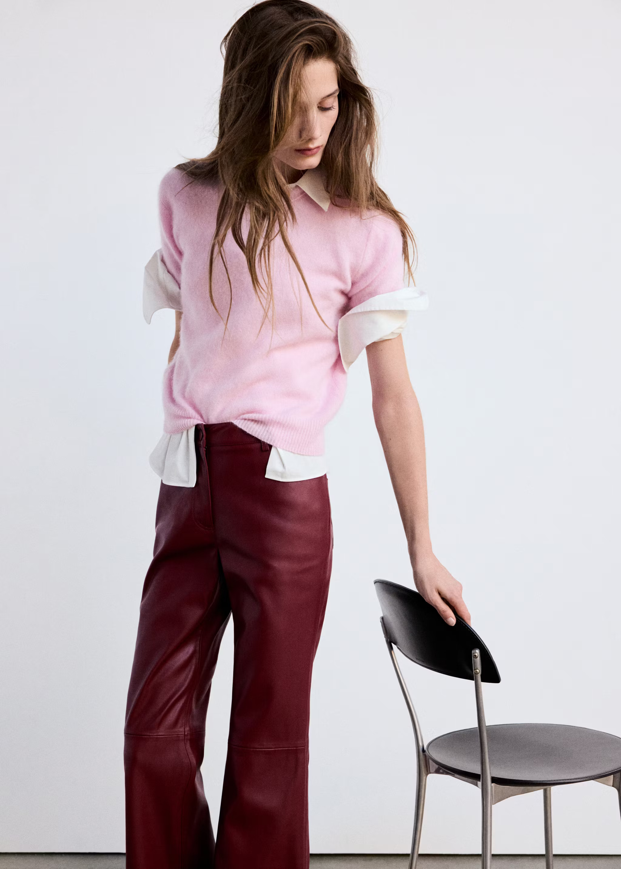 Faux-leather flared trousers | Mango (US/MX/AU)