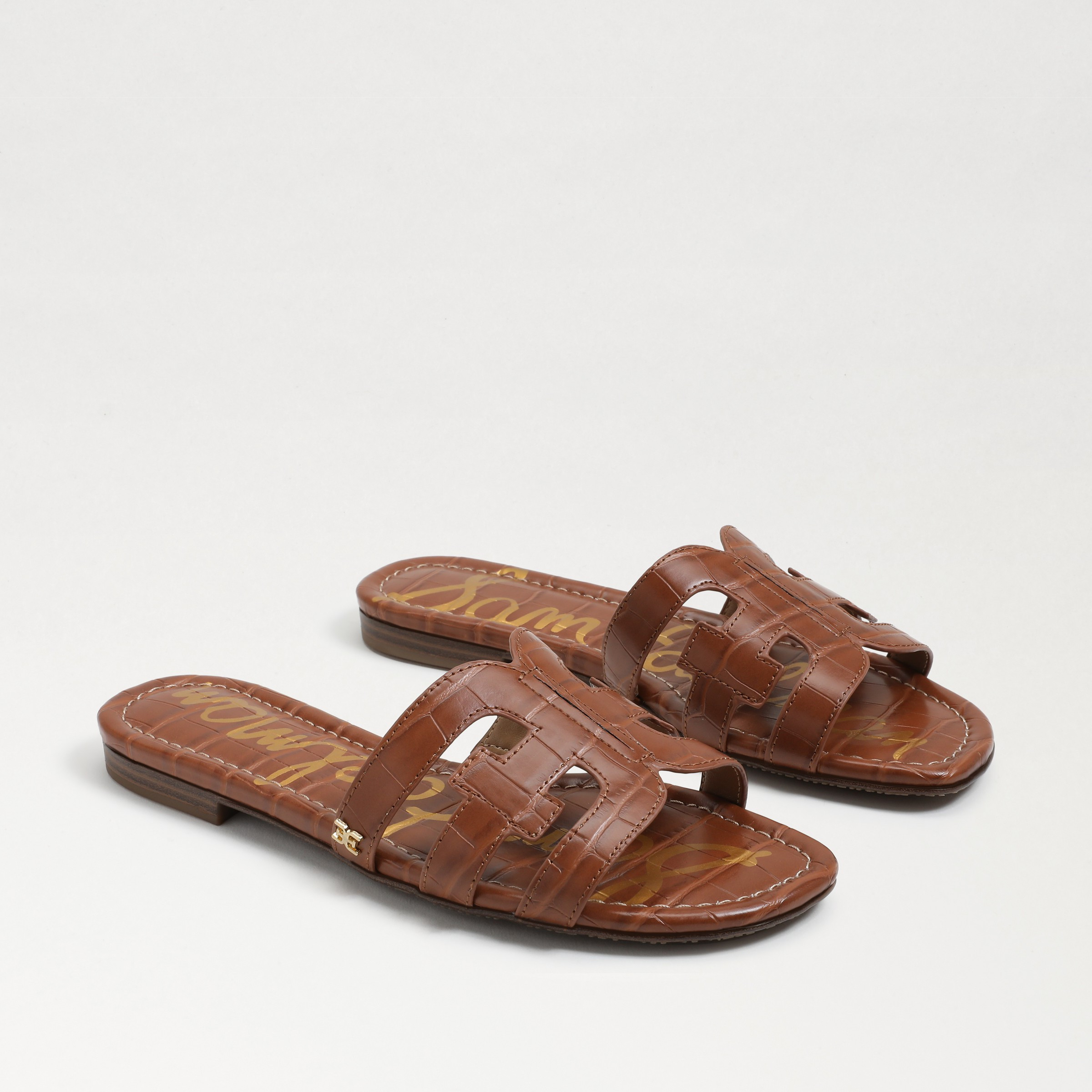 Sam Edelman Bay Slide Sandal Dark Mocha Croc | Sam Edelman