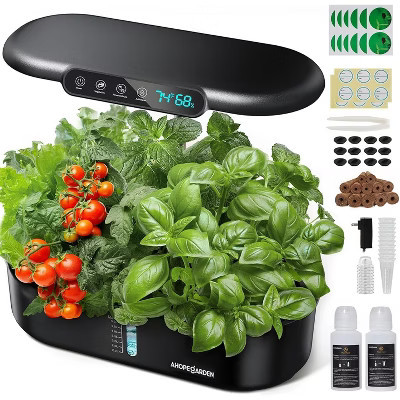 Ahopegarden Hydroponics Growing System kit: 12 Pod Indoor Herb Garden with Smart Environmental Detection，LED Grow Light，LCD Display | Target