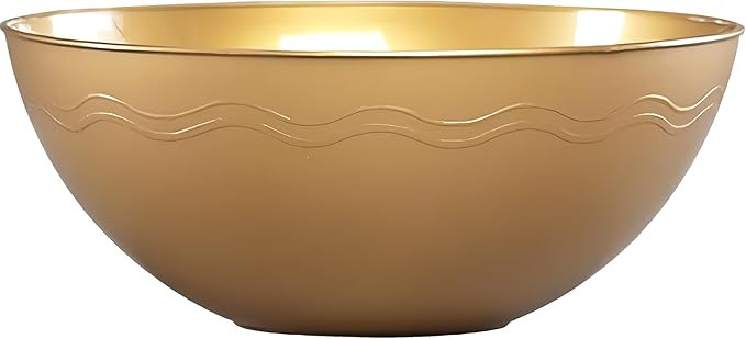 Premium Gold Wave Heavy Weight Plastic Serving Bowl - 100 oz (1 Pc) - Ideal for Upscale Events, P... | Amazon (US)