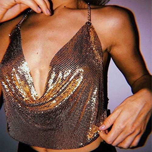 Asooll Sequins Vest Crop top Body Chain Bra Beach Bikini Chains Backless Body Harness Party Night... | Amazon (US)