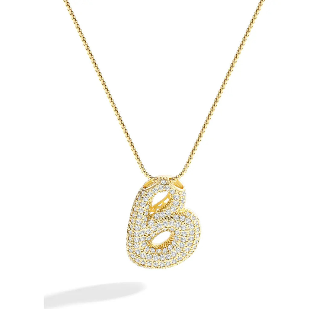 Mint & Lily Pave Bubble Initial Necklace in 18K Gold /Letter B at Nordstrom | Nordstrom