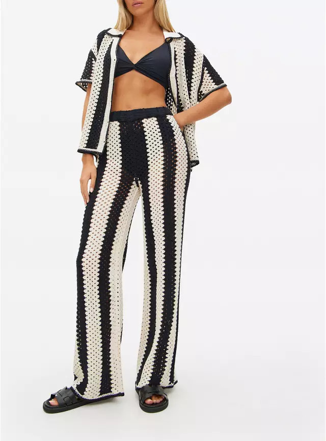 Mono Striped Co-ord Crochet Trousers S | Tu Clothing