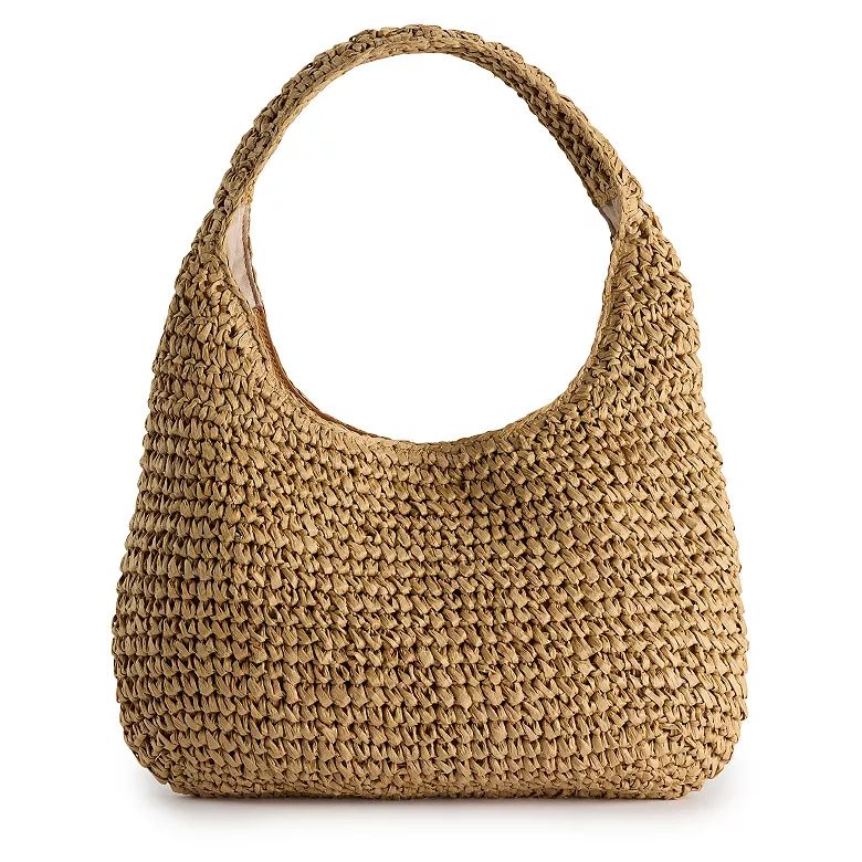 LC Lauren Conrad Kathy Crochet Straw Shoulder Bag | Kohl's