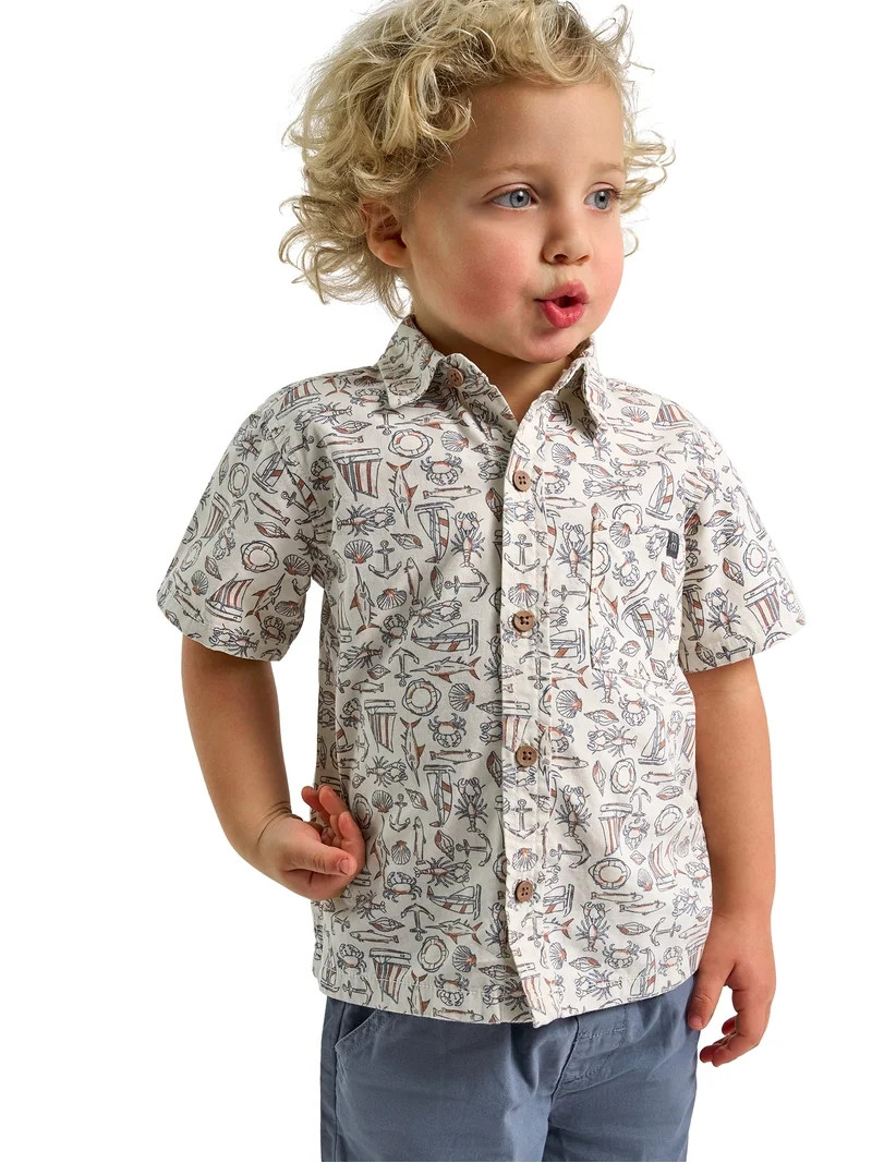 Modern Moments by Gerber Baby and Toddler Boy Button Front Shirt and Short Set, 2-Piece, Sizes 0/... | Walmart (US)