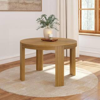 Contour Round Pecan Wood 47 in. 4 Leg Dining Table Seats 4 | The Home Depot