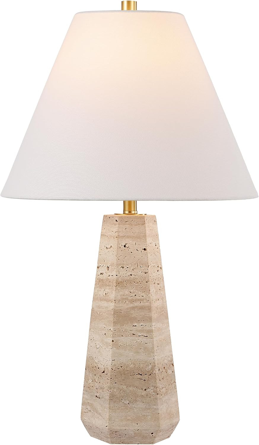 SAFAVIEH Lighting Collection Calla Beige Travertine 24-inch Table Lamp for Bedroom, Living Room, Home Office, Desk, Nightstand (LED Bulb Included) | Amazon (US)