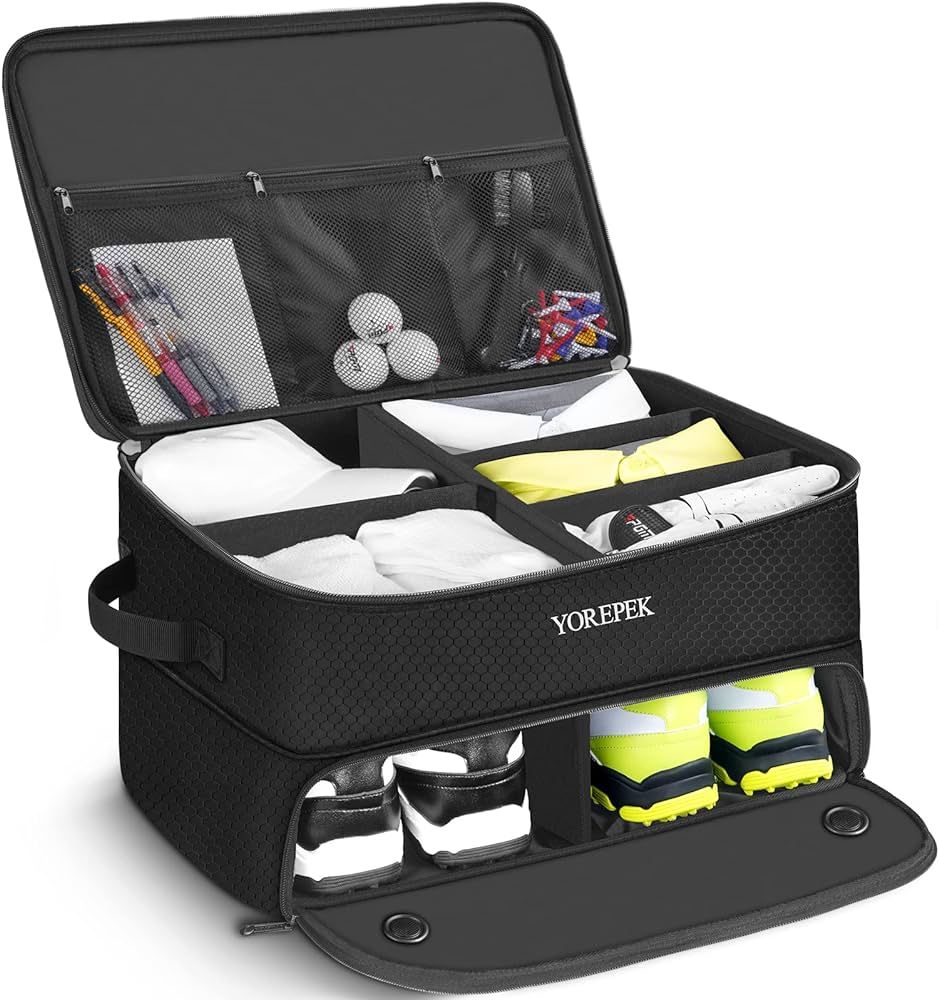 Amazon.com: 2 Layer Golf Trunk Organizer, Waterproof Car Golf Locker with Separate Ventilated Com... | Amazon (US)