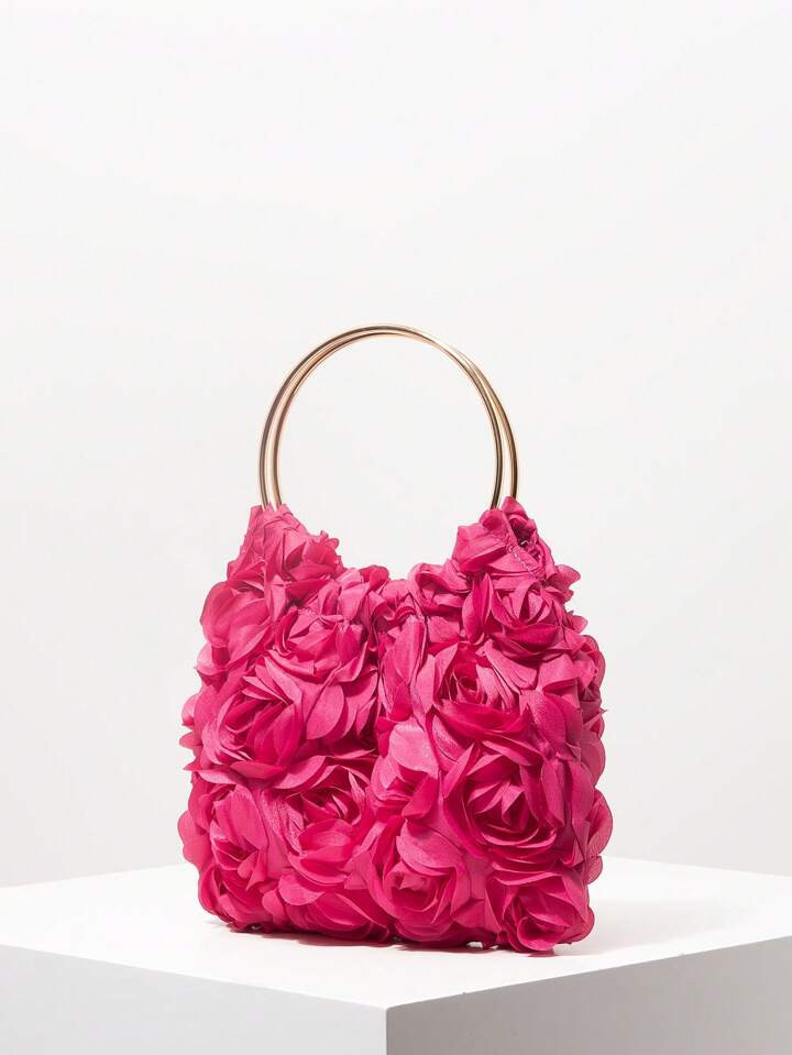 Elegant Rose Flower Evening Clutch Bag, Women's Formal Party Handbag, Sweet Girl Hand-Held Bag, S... | SHEIN