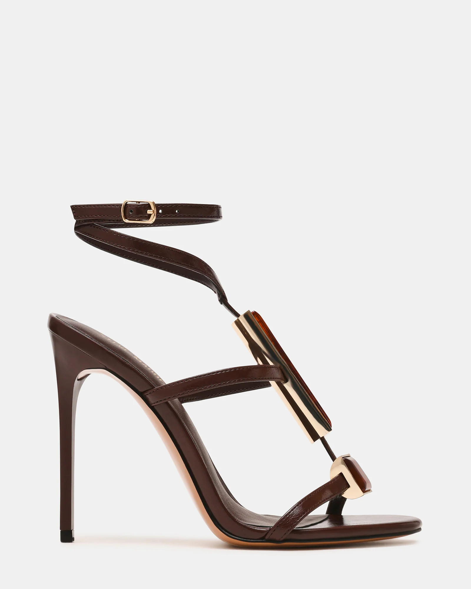 SHAYLEE Brown Stone Detail Strappy Stiletto Women's Heel | Steve Madden (US)