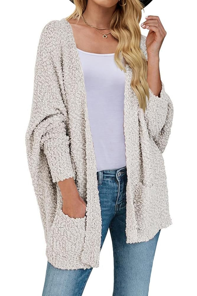 MEROKEETY Women's 2025 Winter Fuzzy Popcorn Batwing Sleeve Cardigan Knit Oversized Sherpa Sweater... | Amazon (US)