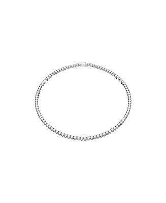 Swarovski Round Cut White Rhodium Plated Matrix Tennis Necklace - Macy's | Macy's